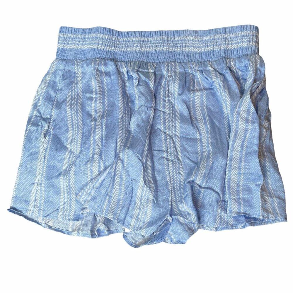 Show Me Your Mumu Serena Smocked Shorts Blue and White Size Small